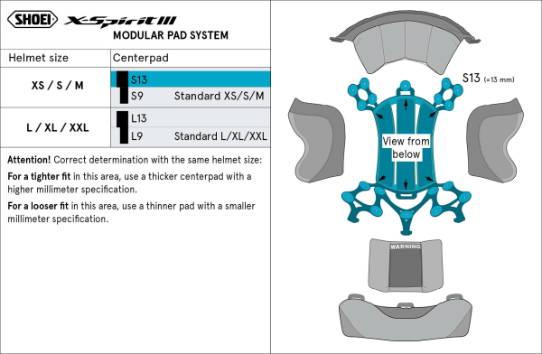 SHOEI XSPR3 Type-I S13 sisak bélés (középső rész), 2, nordicamoto.ro