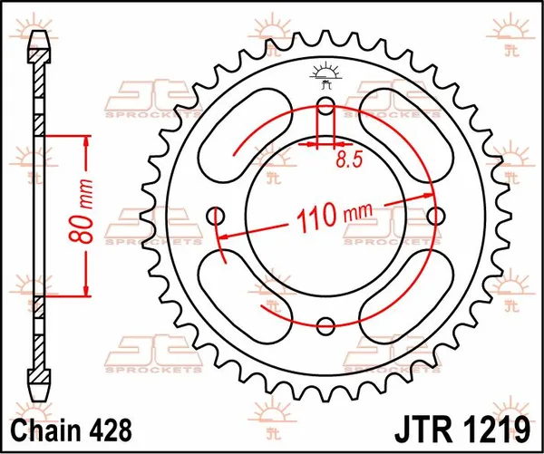 JT SPROCKETS hátsó lánckerék, természetes színű, 2, nordicamoto.ro