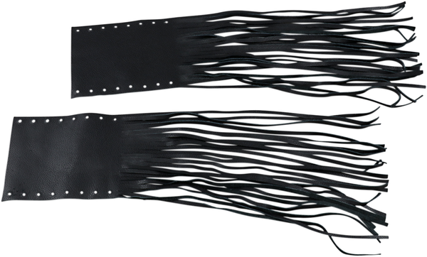 Fringed Leather Grip Covers Black, 1, nordicamoto.ro