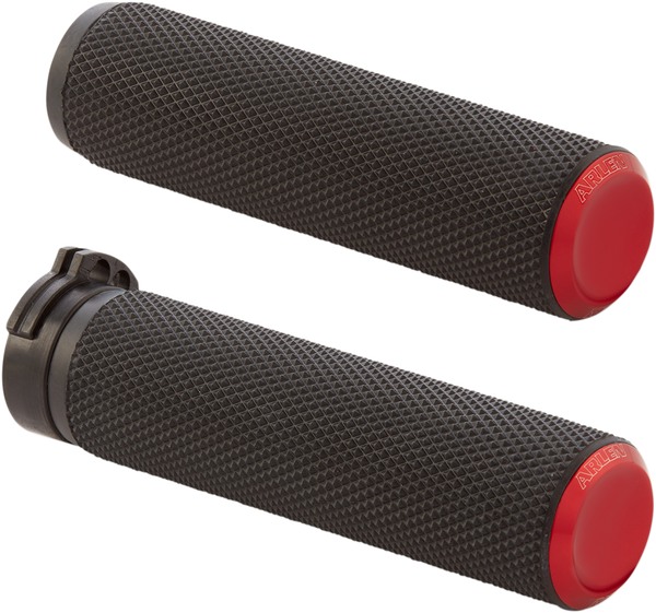 Fusion Knurled Grips Black, Red, 1, nordicamoto.ro
