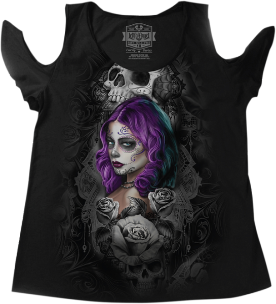 Womens Dod Skull N Guns Burnout T-shirt Black 2x-large Black, 1, nordicamoto.ro