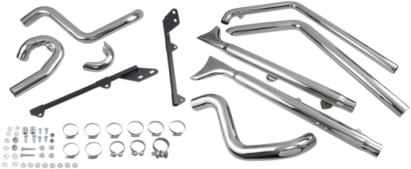 Fishtail True Dual Exhaust System Chrome, 1, nordicamoto.ro