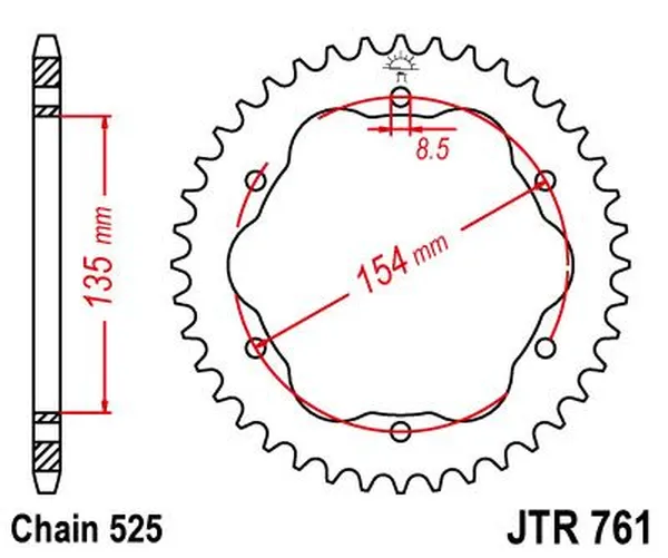 JT SPROCKETS hátsó lánckerék, természetes színű, 2, nordicamoto.ro