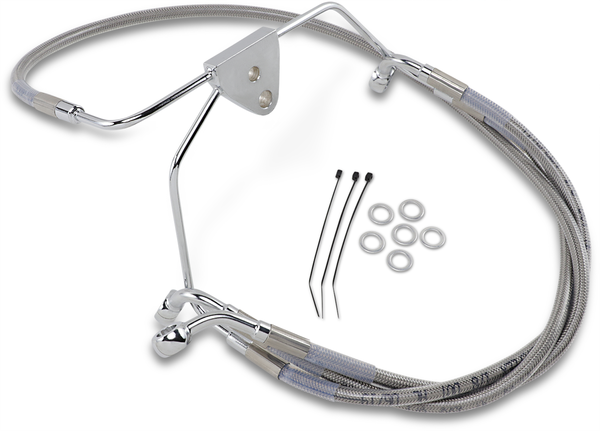 Extended Length Stainless Steel Brake Line Kit Silver, Clear-coated Oversize [+102 mm (4'')], 1, nordicamoto.ro
