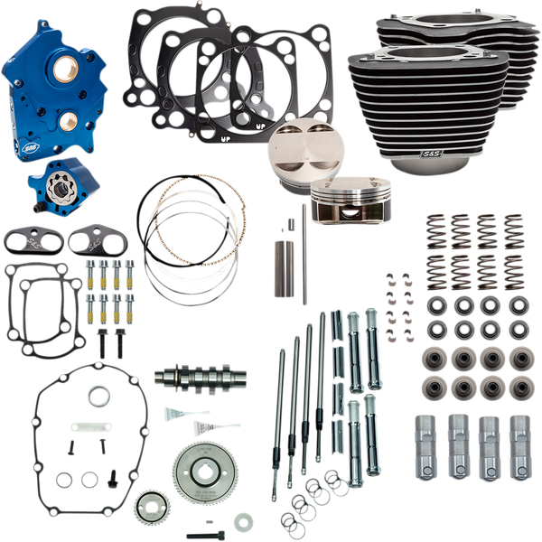128(r) Power Package Engine Performance Kit Black, Blue, Chrome, Highlighted Fins, Wrinkle Black, 1, nordicamoto.ro