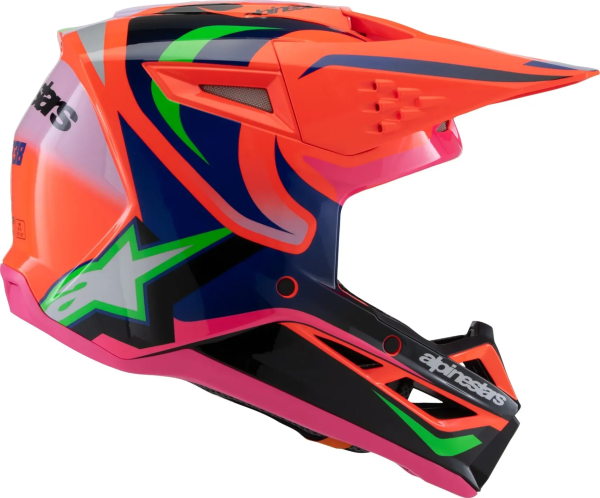 Alpinestars S-M3 Deegan gyermek sisak, narancssárga/rózsaszín/lila, M méret, 2, nordicamoto.ro