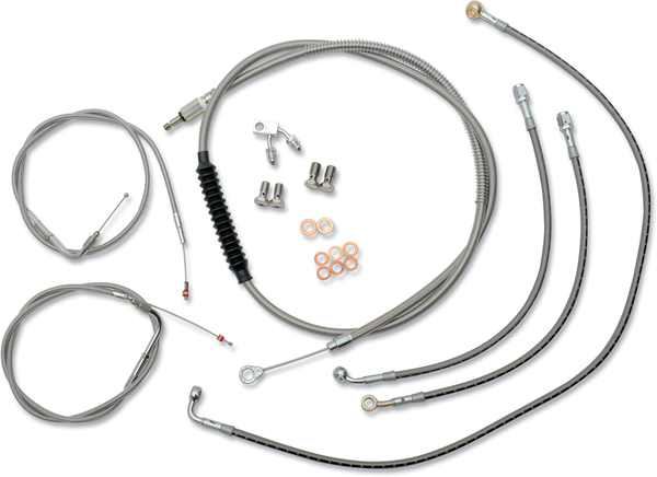 Standard Stainless Braided Handlebar Cable/brake Line Kit Silver, 2, nordicamoto.ro