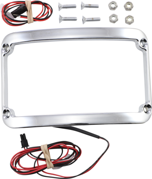 Wfb Benchmark Stretched Rear Fender Lighted License Plate Frame Chrome, 1, nordicamoto.ro