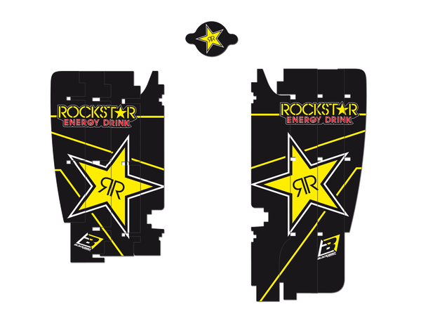 Rockstar Energy Radiator Louver Stickers Black, Yellow, 2, nordicamoto.ro