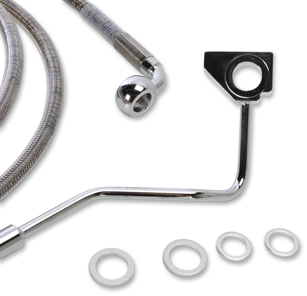 Extended Length Stainless Steel Brake Line Kit Silver, Clear-coated Oversize [+152 mm (6'')], 2, nordicamoto.ro