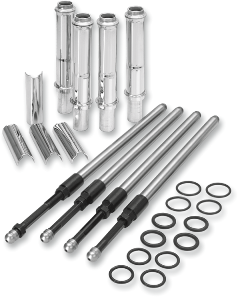 Quickee Pushrod Kit With Chrome Covers Chrome, 1, nordicamoto.ro