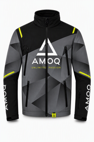 AMOQ Apex V2 versenydzseki, gyermekméret, fekete/szürke/Hivis, 140 cl, 1, nordicamoto.ro