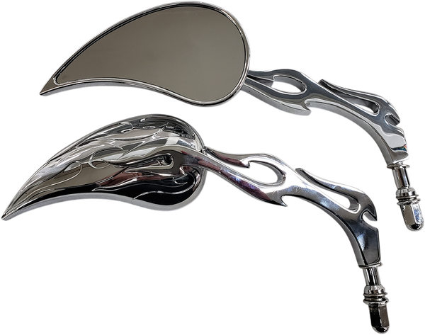 Flame Billet Mirrors Chrome, Polished, 1, nordicamoto.ro