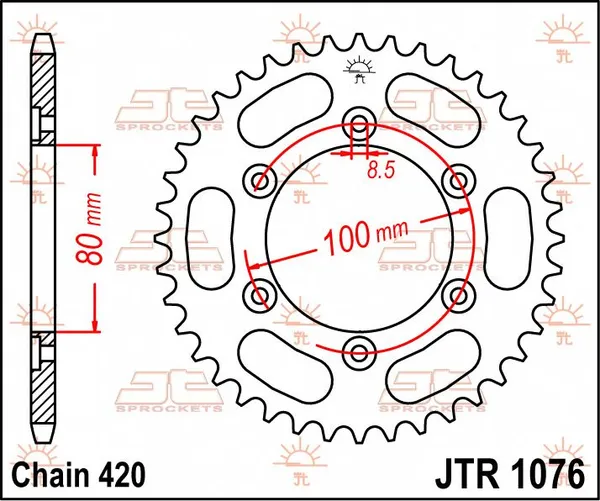 JT SPROCKETS hátsó lánckerék, természetes színű, 2, nordicamoto.ro