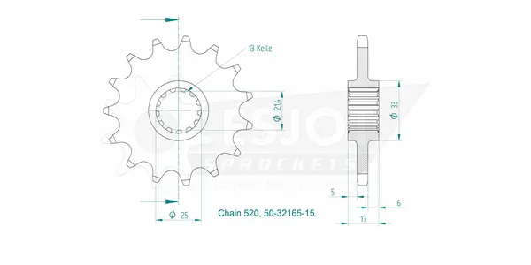 Standard Sprocket Front 520 Natural, 2, nordicamoto.ro
