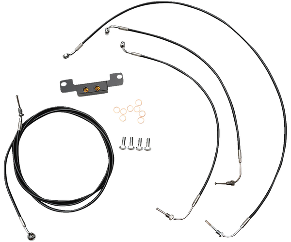 Standard Black Vinyl Braided Handlebar Cable/brake Line Kit Black, 1, nordicamoto.ro