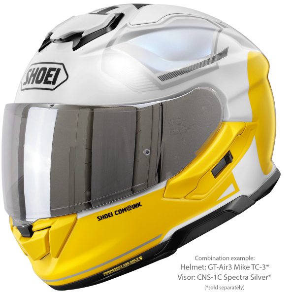 SHOEI GT-AIR3 MIKE TC-3 teljes arcú sisak, Alb/Galben (fehér/sárga), S-es méret, 5, nordicamoto.ro