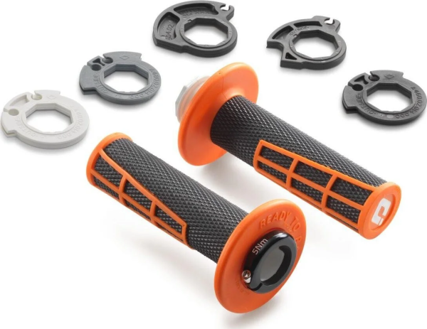 KTM/Husqvarna/Gas Gas Lock-On markolatok, narancssárga–fekete, 2024-es modell, lyuk nélkül, 1, nordicamoto.ro