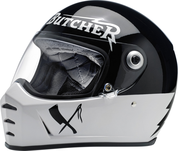 Lane Splitter Rusty Butcher Full Face Helmet Large Black, White L +, 1, nordicamoto.ro