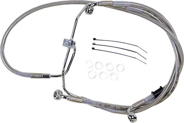 Extended Length Stainless Steel Brake Line Kit Silver, Clear-coated Oversize [+203 mm (8'')], 1, nordicamoto.ro