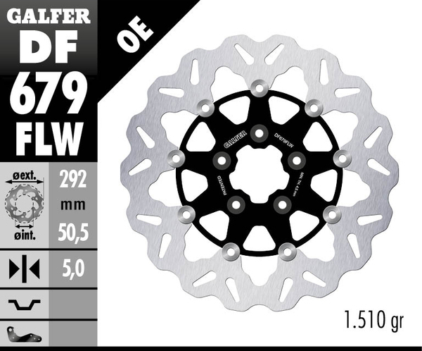 Brake Rotor Floating Flame Black, Silver, 1, nordicamoto.ro
