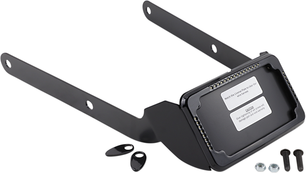 Curved License Plate Frame And Mount With License Plate Light Black, 1, nordicamoto.ro