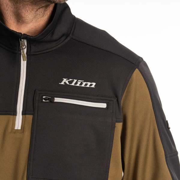Pulover Klim Glacier 1/4 Zip Mid Layer Dark Olive - Black, 15, nordicamoto.ro