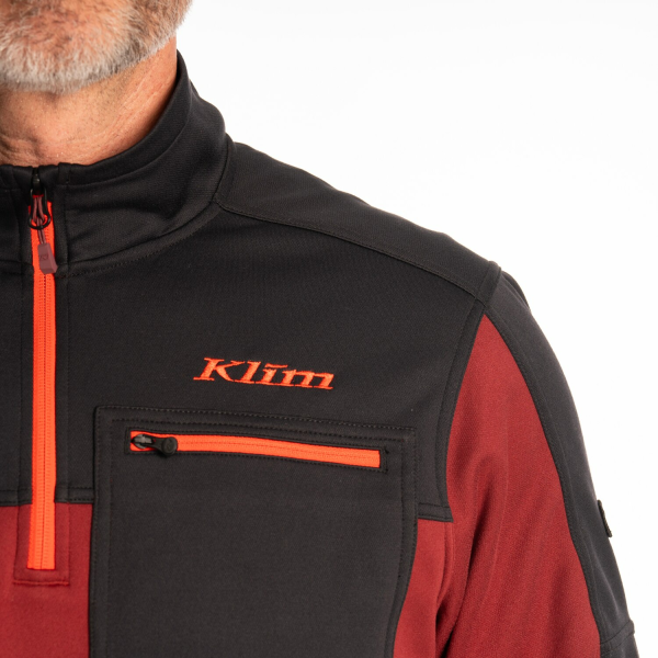 Pulover Klim Glacier 1/4 Zip Mid Layer Dark Olive - Black, 21, nordicamoto.ro