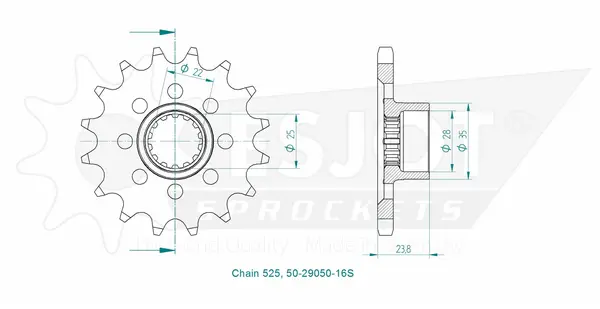 Sport Sprocket Front 525 Natural, 2, nordicamoto.ro