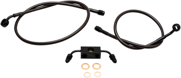 Midnight Braided Brake Line Kit Black, Midnight 38 cm - 43 cm (15' - 17'), 1, nordicamoto.ro
