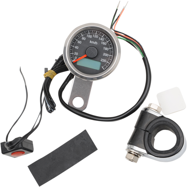 Programmable Mini Electronic Speedometer With Odometer/tripmeter Black, 1, nordicamoto.ro