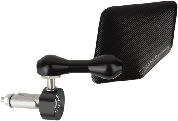 Halo Stainless Steel Bar End Mirror Black, 1, nordicamoto.ro