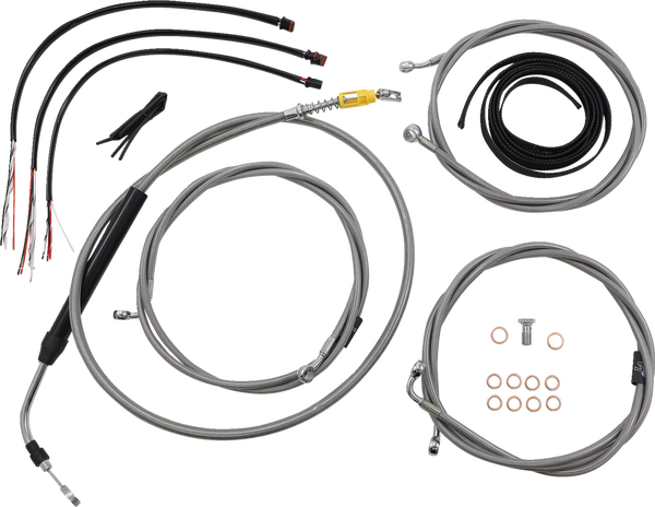 Complete Stainless Braided Handlebar Cable/brake Line Kit Silver, 1, nordicamoto.ro