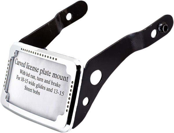 Curved License Plate Frame And Mount With License Plate Light Chrome, 3, nordicamoto.ro