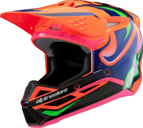 Alpinestars S-M3 Deegan gyermek sisak, narancssárga/rózsaszín/lila, M méret, 1, nordicamoto.ro