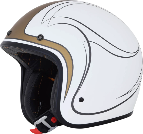 Fx-76 Claymore Vintage Helmet Matte White/gold/silver 2x-large Gold, Matte, White 2XL, 1, nordicamoto.ro
