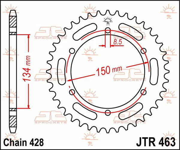 JT SPROCKETS hátsó lánckerék, természetes színű, 2, nordicamoto.ro