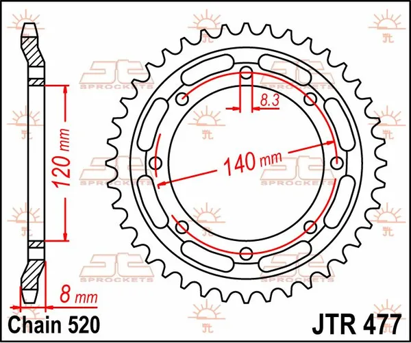 JT SPROCKETS hátsó lánckerék, természetes színű, 2, nordicamoto.ro