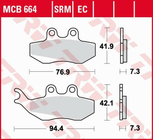 TRW Organic első fékbetétek az APRILIA RS 50 (’99–’10), az RX 50 (’95–’06), a PEGASO 125 (’92–’95) és az RX 125 (’92–’99) modellekhez, 1, nordicamoto.ro