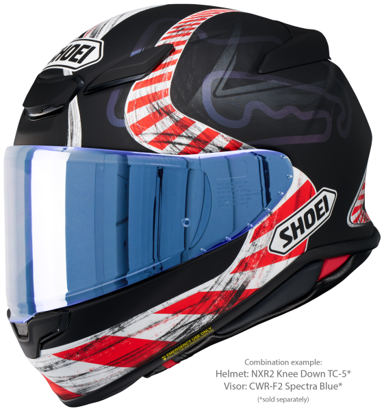 SHOEI NXR2 KNEE DOWN TC-5 teljes arcú sisak, fekete/piros/matt fehér, S-es méret, 4, nordicamoto.ro