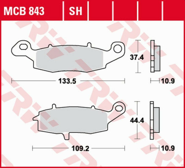 Placute frana spate TRW Organice KAWASAKI VN 900 '06 -'17/VN 1500 '98 -'03/VN 1600 '03 -'08/VN 1700 '09 -'17/VN 2000 '04 -'10/SUZUKI VL 1500 '13 -'17/VZ 1500 '09 -'13/VZ 1600 MARAUDER '04 -'05/SYM SYMPHONY 200 '15 -, 1, nordicamoto.ro