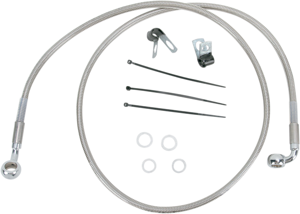 Extended Length Stainless Steel Brake Line Kit Silver, Clear-coated Oversize [+152 mm (6'')], 1, nordicamoto.ro