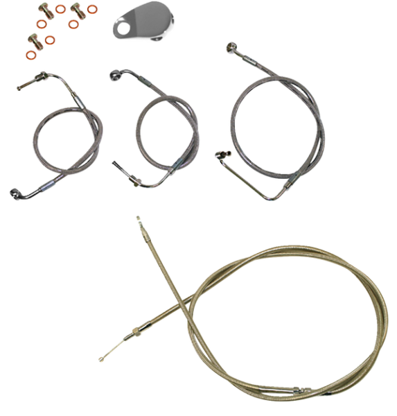Standard Stainless Braided Handlebar Cable/brake Line Kit Silver, 2, nordicamoto.ro