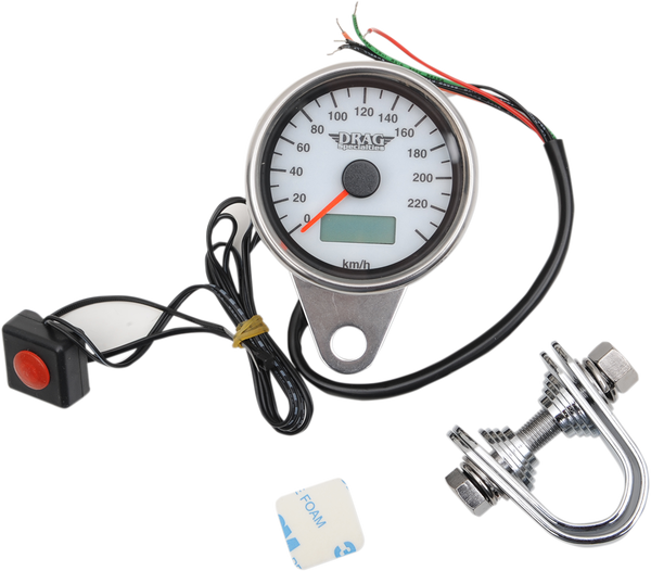Programmable Mini Electronic Speedometer With Odometer/tripmeter White, 1, nordicamoto.ro