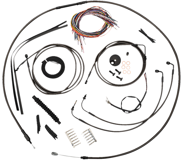 Complete Midnight Braided Handlebar Cable/brake Line Kit Black, 1, nordicamoto.ro