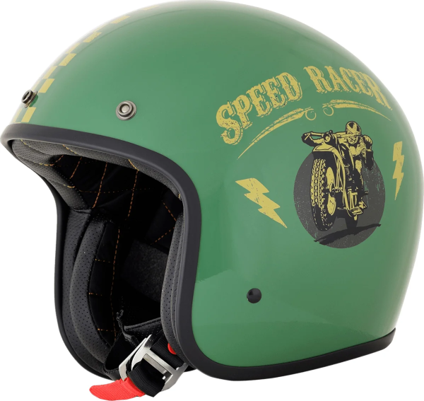 Fx-76 Speed Racer Vintage Helmet Gloss Green/gold 2x-large Gloss, Gold, Green 2XL, 1, nordicamoto.ro