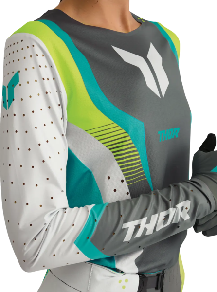 Thor Sportmode Velocity női póló, szürke/kék, XL, 9, nordicamoto.ro