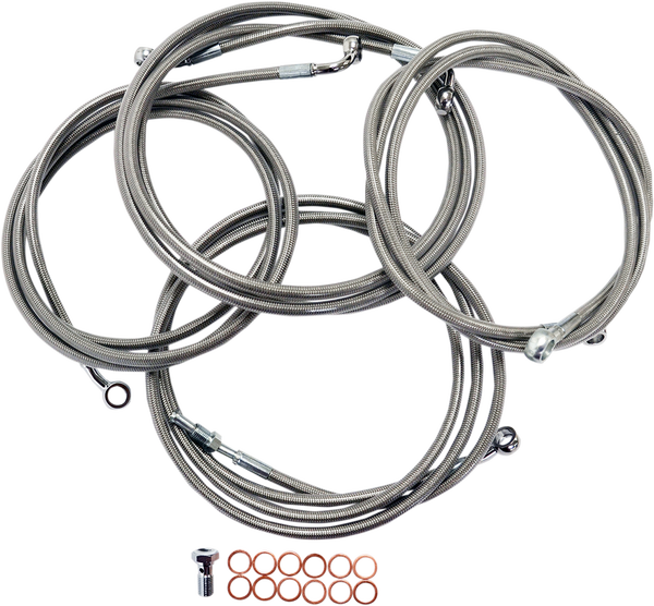 Standard Stainless Braided Handlebar Cable/brake Line Kit Silver, 2, nordicamoto.ro