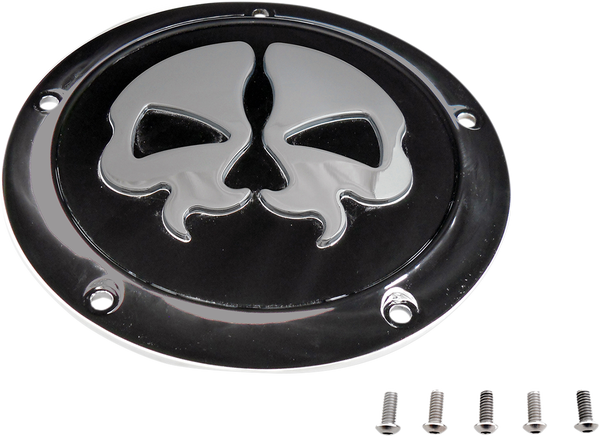 Split Skull Derby Cover Black, Chrome, 1, nordicamoto.ro