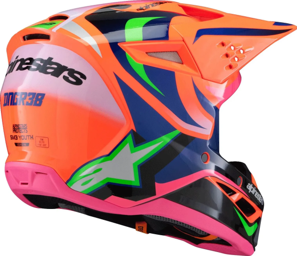 Alpinestars S-M3 Deegan gyermek sisak, narancssárga/rózsaszín/lila, M méret, 7, nordicamoto.ro